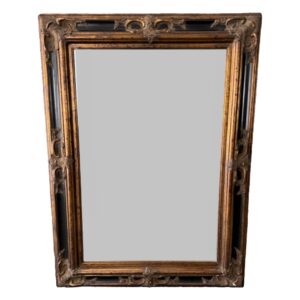 Large Contemporary Black and Gold Beveled Mirror